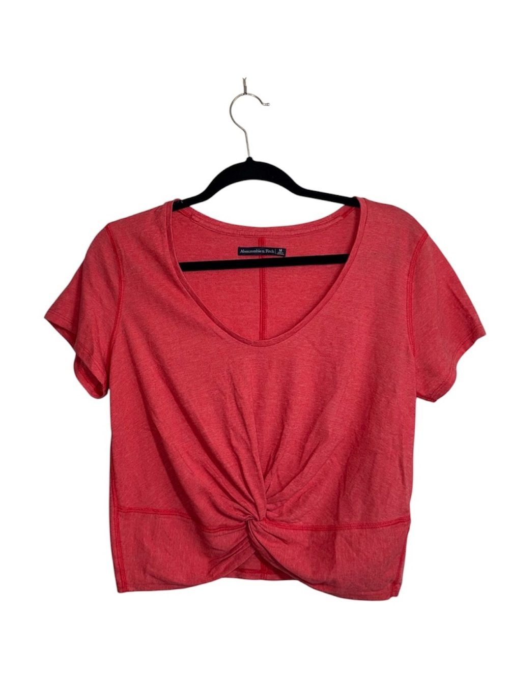 Abercrombie & Fitch Red Knot Front Tee Scoop Neck Cropped Summer Medium Women’s